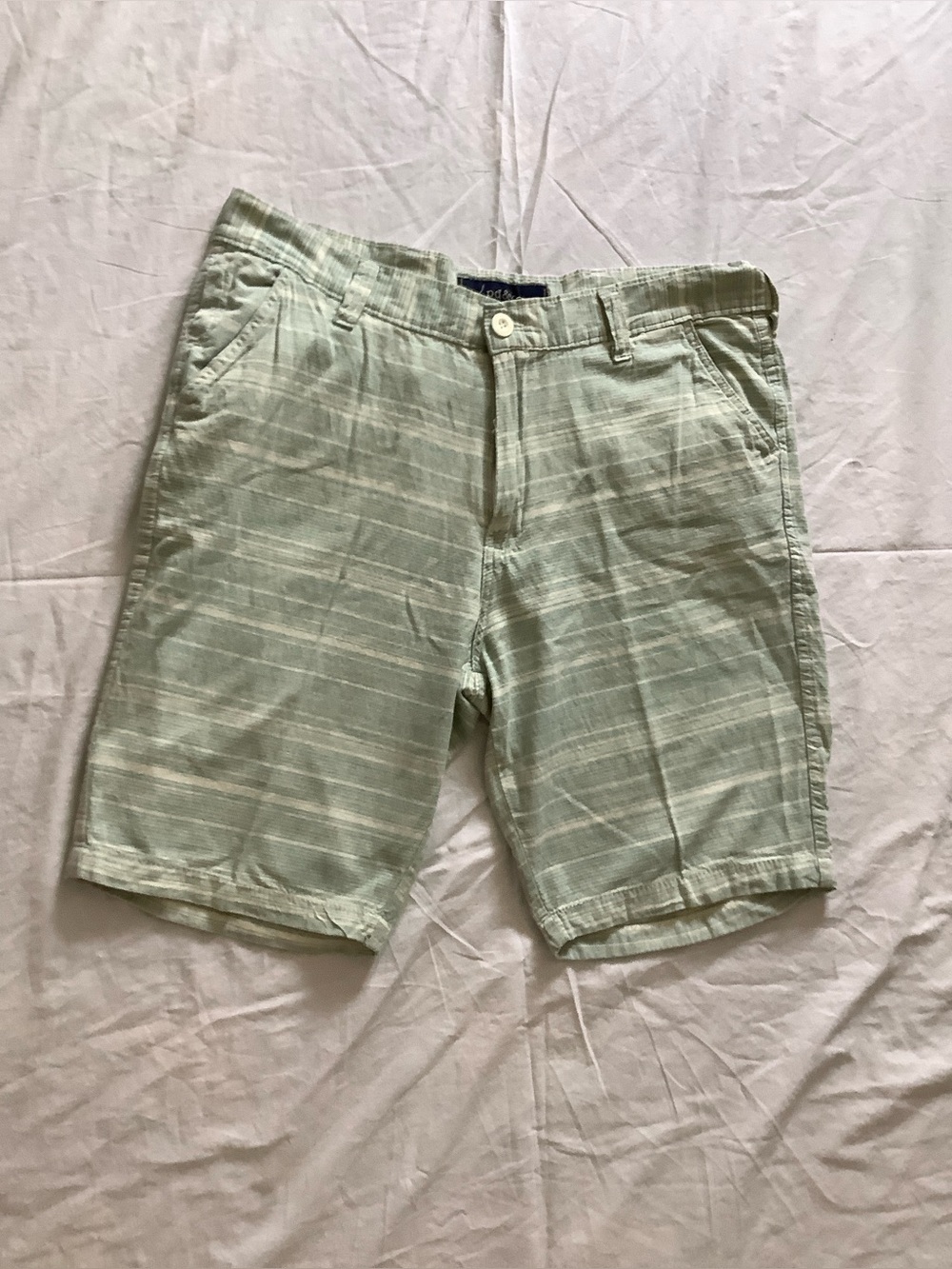 PD&C Light Green Striped Men’s Flat Front Shorts